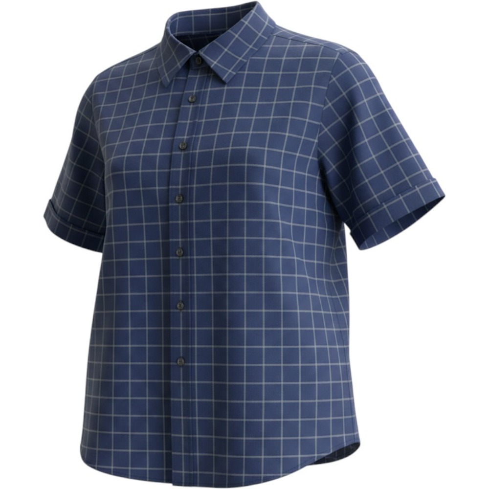Synrgy Button Down Shirt Mens 2XL Blue Windowpane Plaid Short Sleeve Cotton